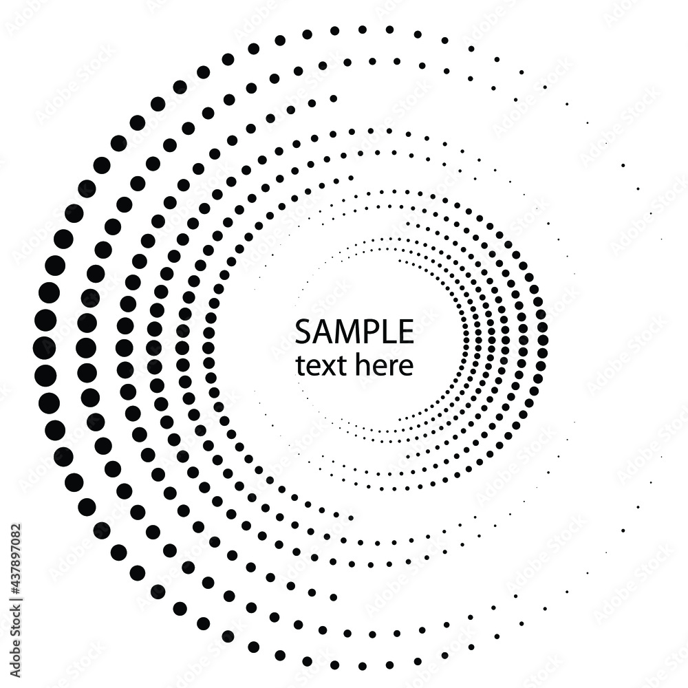 Halftone dots in circle form. round logo . vector dotted frame . design element