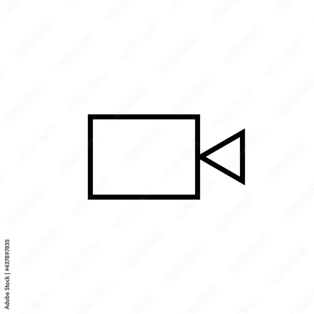Abstract video camera black line icon. Film and movie concept. Trendy flat isolated symbol sign can be used for: illustration, outline, logo, mobile, app, design, web, dev, ui, ux, gui. Vector EPS 10 Abstract video camera black line icon. Film and movie concept. Trendy flat isolated symbol sign can be used for: illustration, outline, logo, mobile, app, design, web, dev, ui, ux, gui. Vector EPS 10