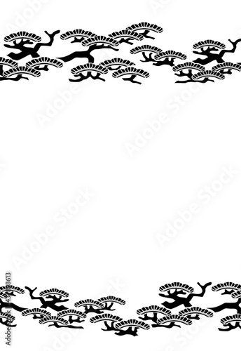 松イラストの和風ハガキ、タテ白色