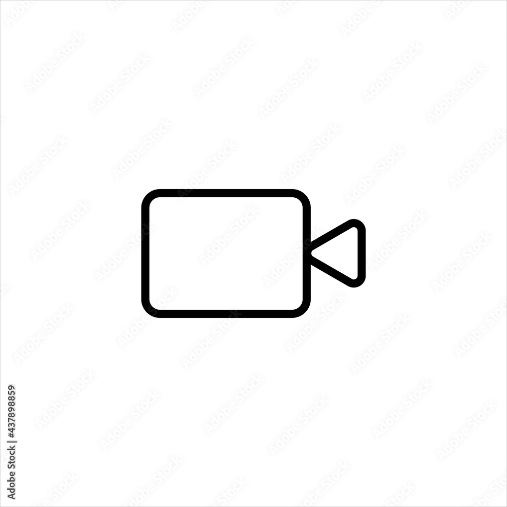 Abstract video camera black line icon. Film and movie concept. Trendy flat isolated symbol sign badge used for: illustration, outline, logo, mobile, app, design, web, dev, ui, ux, gui. Vector EPS 10 Abstract video camera black line icon. Film and movie concept. Trendy flat isolated symbol sign badge used for: illustration, outline, logo, mobile, app, design, web, dev, ui, ux, gui. Vector EPS 10