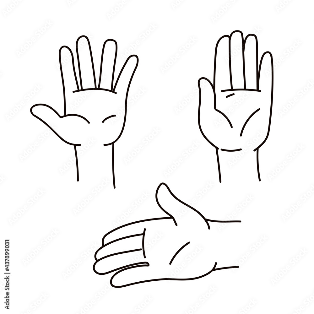 Fototapeta premium Hand collection - vector line illustration flat