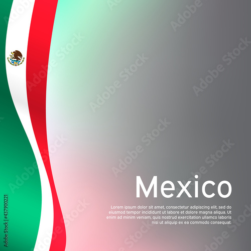 Abstract waving mexico flag. Creative background in mexico flag colors for holiday card design. National Poster. State mexican patriotic cover, business booklet, flyer. Vector tricolor design