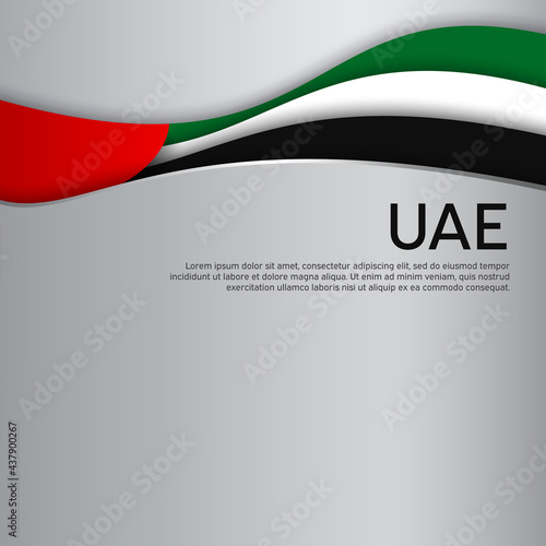 Abstract waving flag of united arab emirates. Paper cut style. Creative background for the design patriotic holiday card of uae. National poster. UAE state business booklet, cover. Vector design