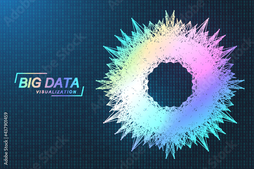 Futuristic big data visualization array digital presentation on the business analytics concept. Bigdata abstract vector background. Glow fractal shape network.