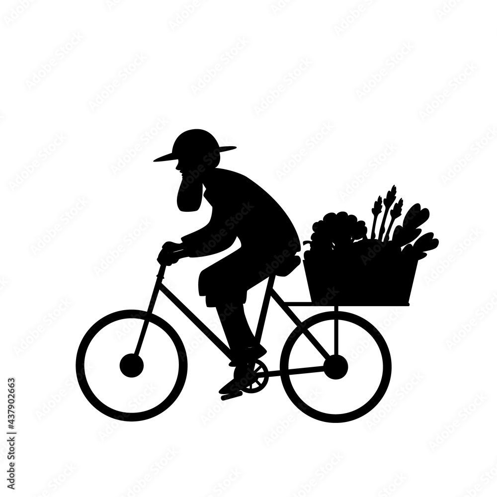 silhouette of a farmer delivering fresh vegetables isolated vector illustration silhouette of a farmer delivering fresh vegetables isolated vector illustration