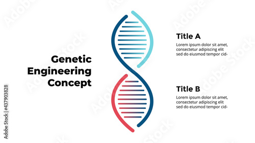 DNA Infographic. Science medical concept. Genetic engineering. Vector illustration slide template. 