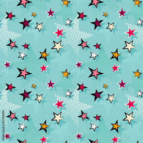 Star pattern, vector background, retro, pop art style