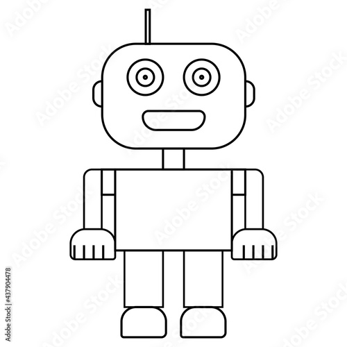 Simple robot outline isolated on white. Droid icon. Vector illustration.