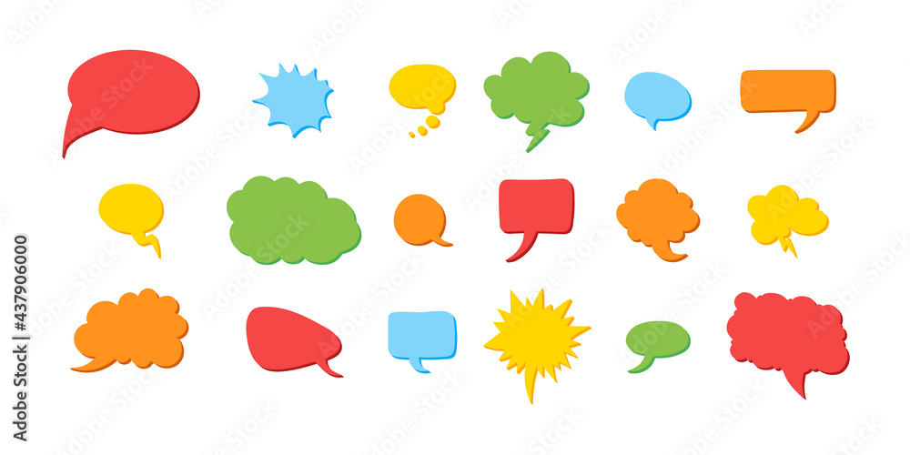 3d Speech Bubbles collection. Speech Bubbles. Colorful comic Speech Bubbles vector icons, isolated. Template blank Banners, Stickers, Tags, Badges for text. Vector illustration 3d Speech Bubbles collection. Speech Bubbles. Colorful comic Speech Bubbles vector icons, isolated. Template blank Banners, Stickers, Tags, Badges for text. Vector illustration