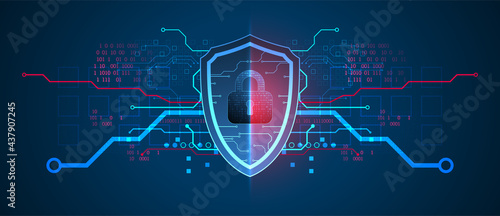 Technological abstract background on the topic of information protection and computer security.