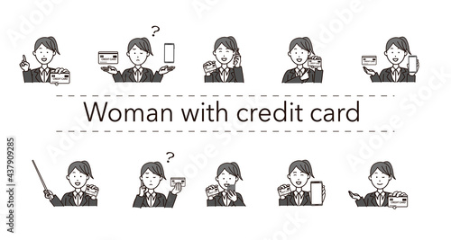 Various Woman with credit card