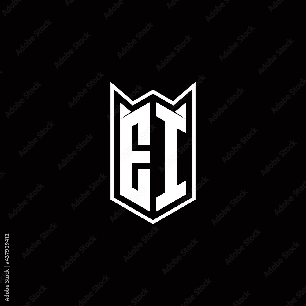 EI Logo monogram with shield shape designs template EI Logo monogram with shield shape designs template
