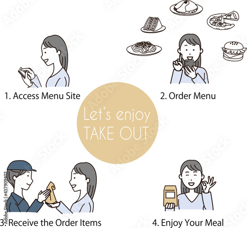 Woman delivering food from smartphone