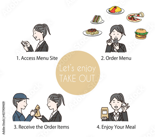 Woman delivering food from smartphone