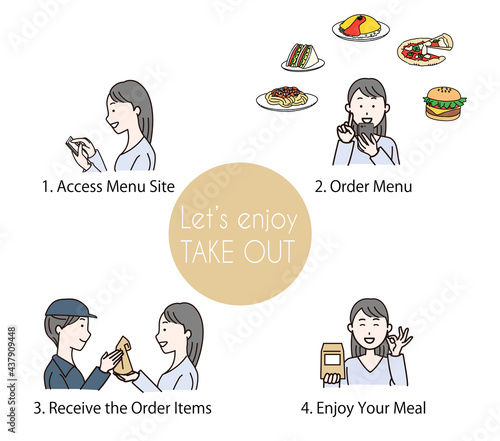 Woman delivering food from smartphone
