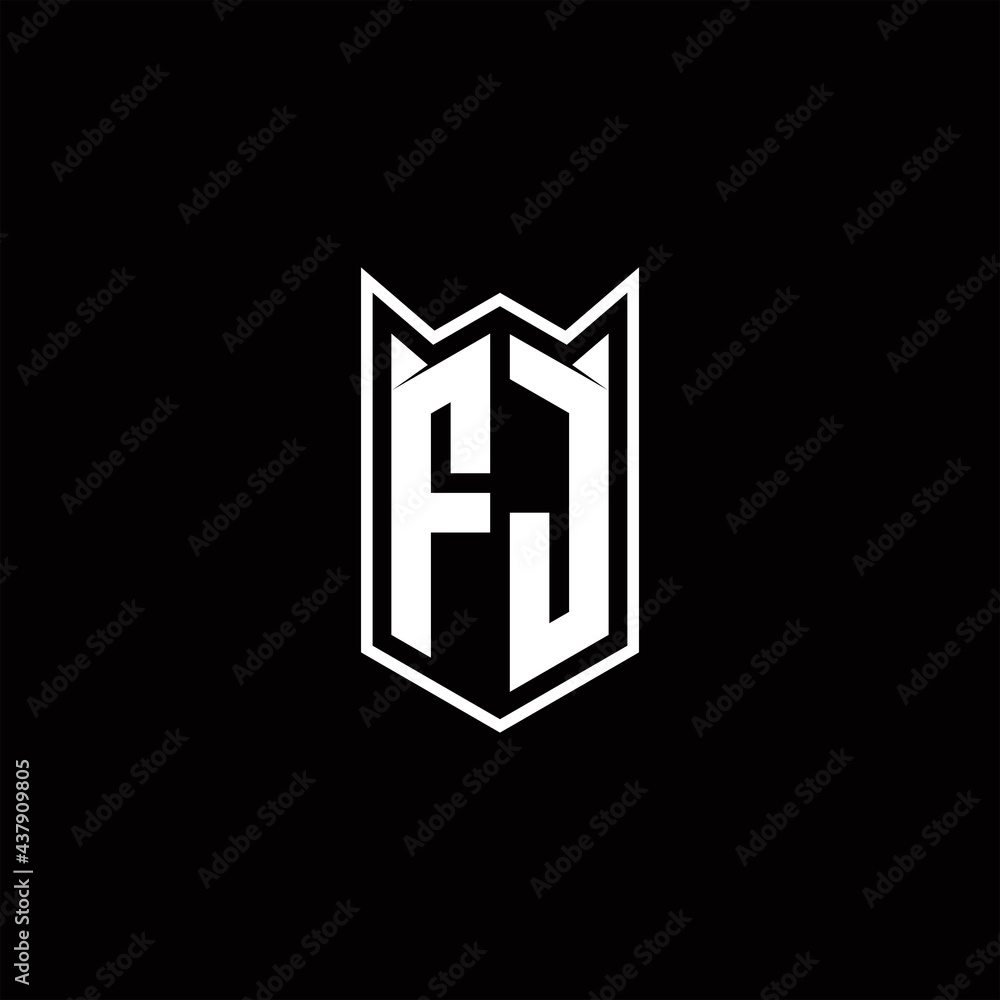 FJ Logo monogram with shield shape designs template FJ Logo monogram with shield shape designs template