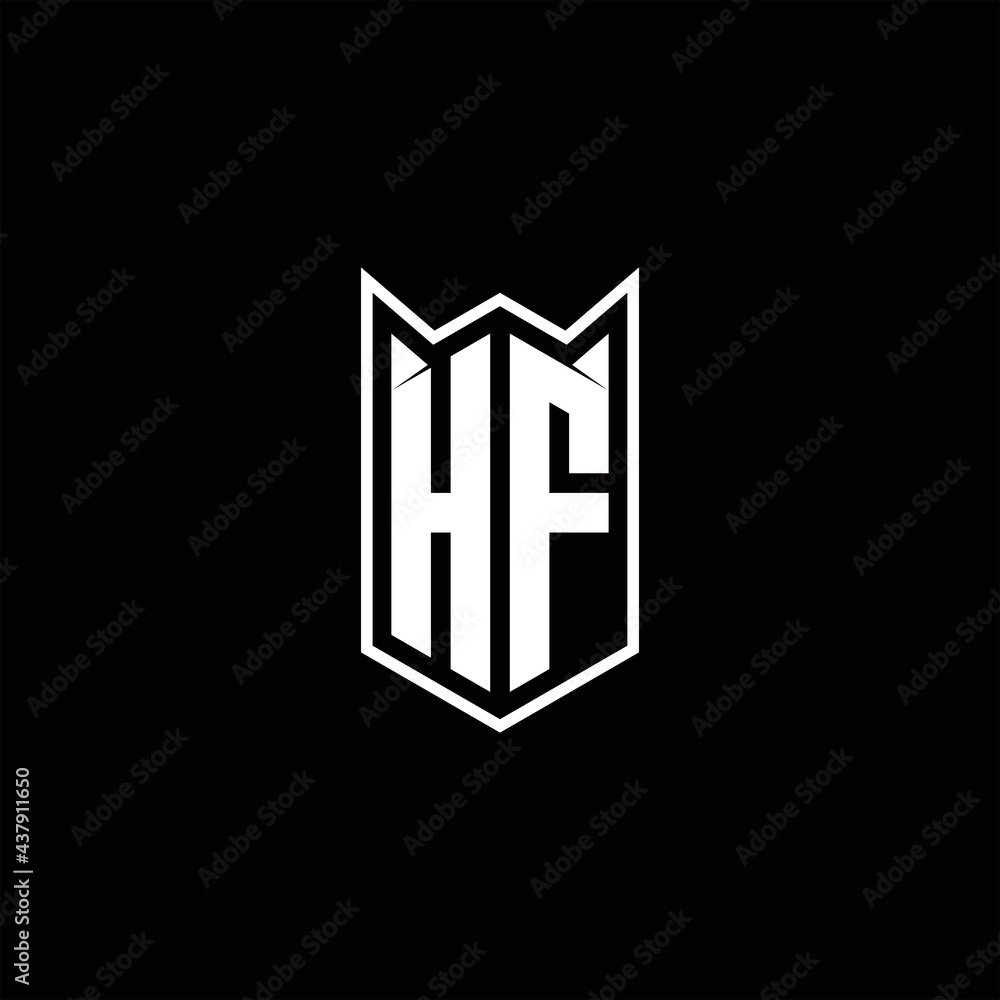HF Logo monogram with shield shape designs template HF Logo monogram with shield shape designs template