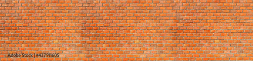 Panoramic Wide angle Vintage orange brick wall Background for web banner 