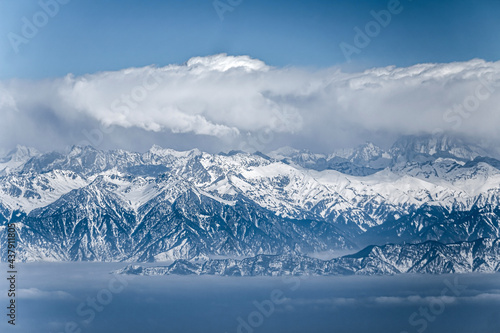 Snow covered himalayan mountain peaks Pir Panjal mountain range, View from Gulmarg, Kashmir © artqu