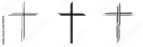 Set of christian cross. Sign of lines. Vector illustration