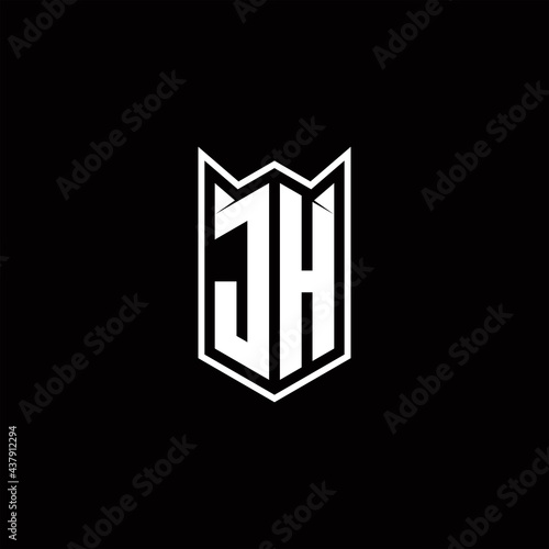 JH Logo monogram with shield shape designs template