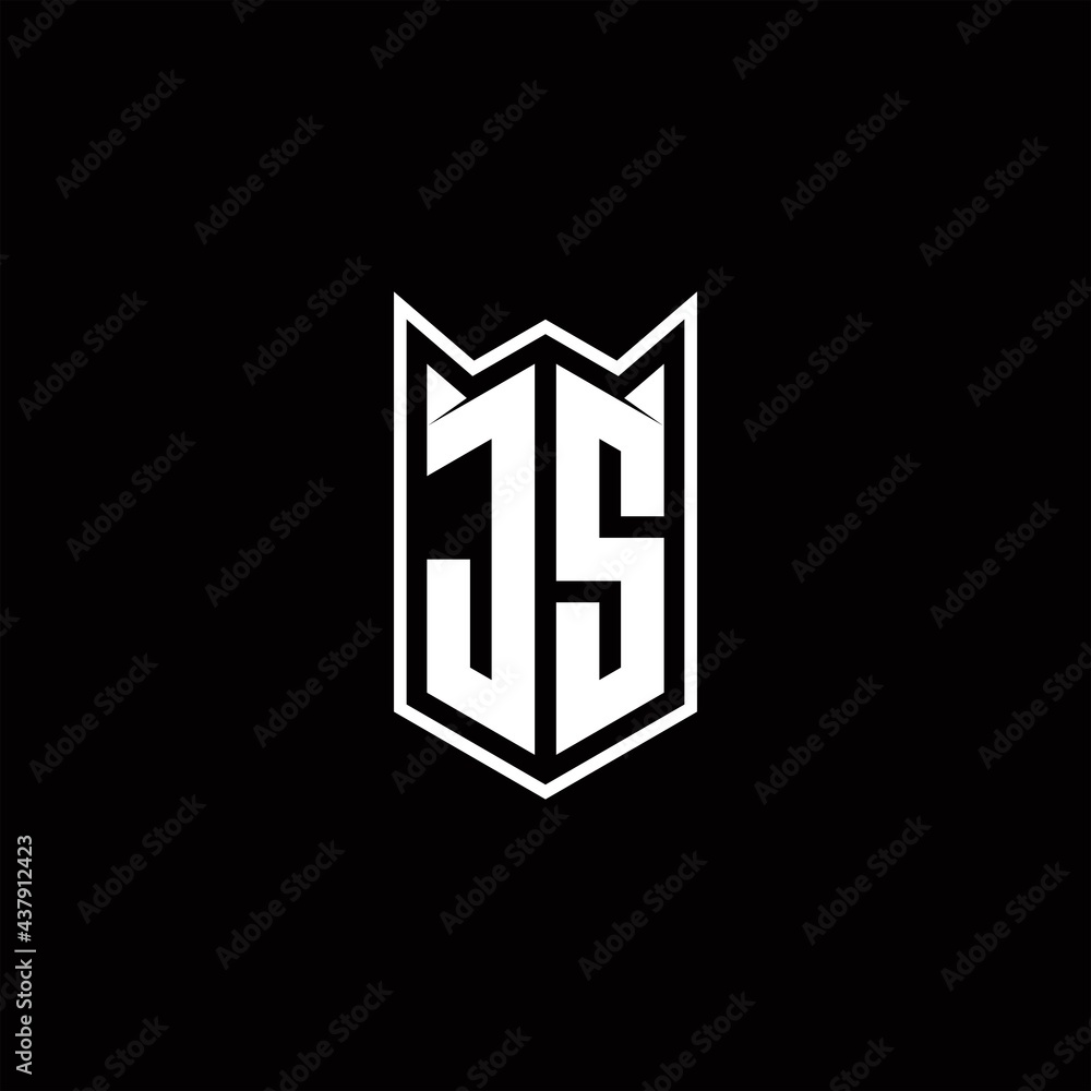 JS Logo monogram with shield shape designs template JS Logo monogram with shield shape designs template