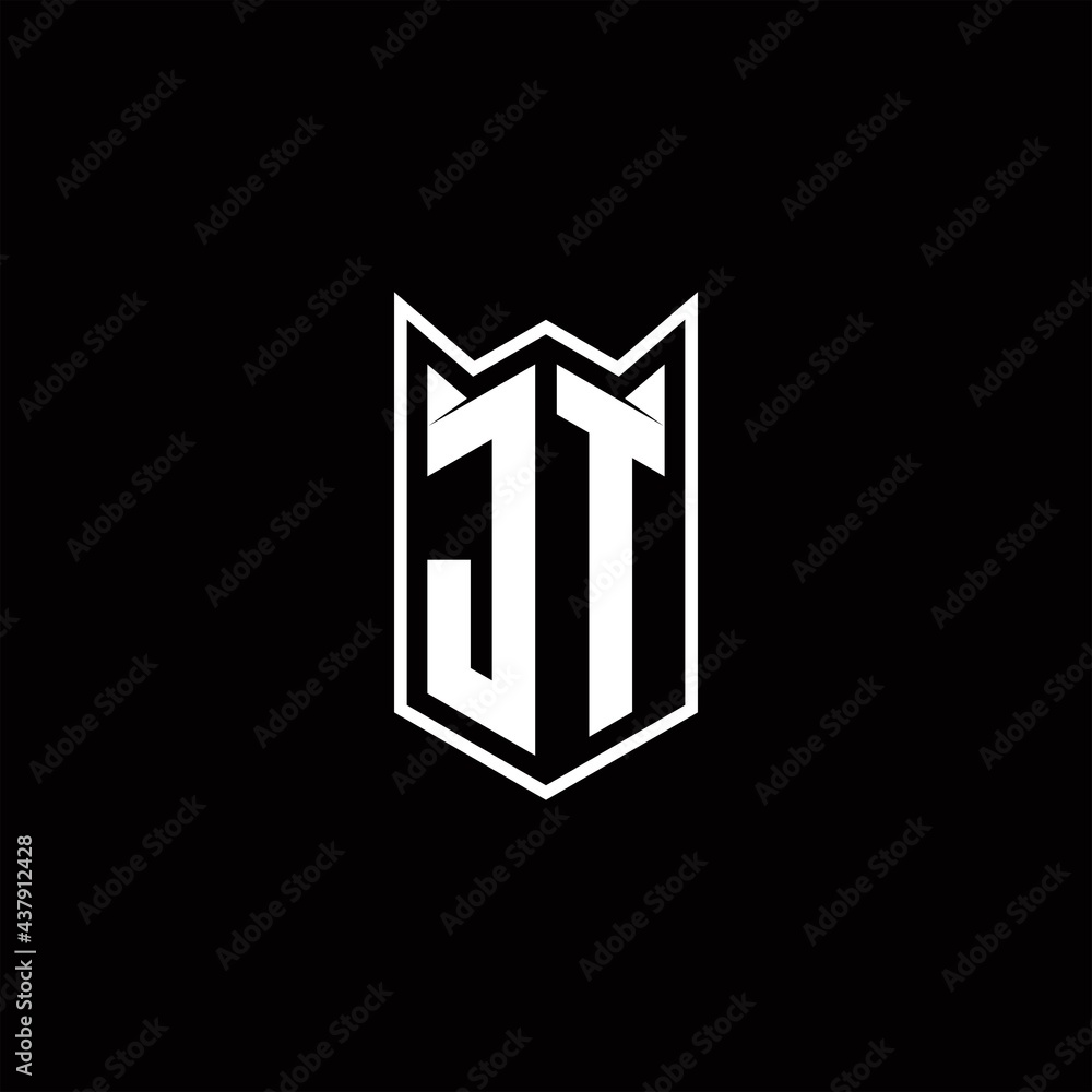 JT Logo monogram with shield shape designs template JT Logo monogram with shield shape designs template