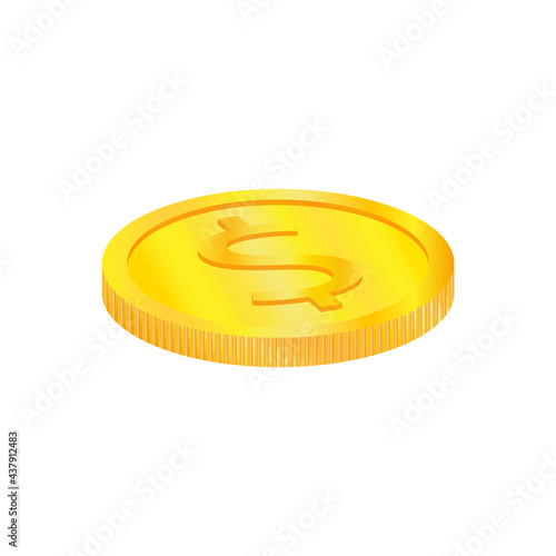The financial symbol is a gold coin on a white background.