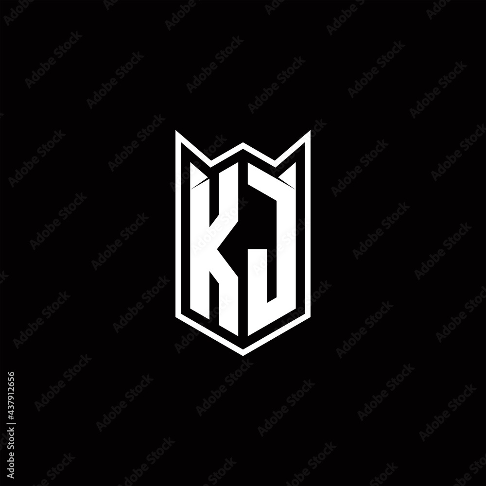 KJ Logo monogram with shield shape designs template KJ Logo monogram with shield shape designs template