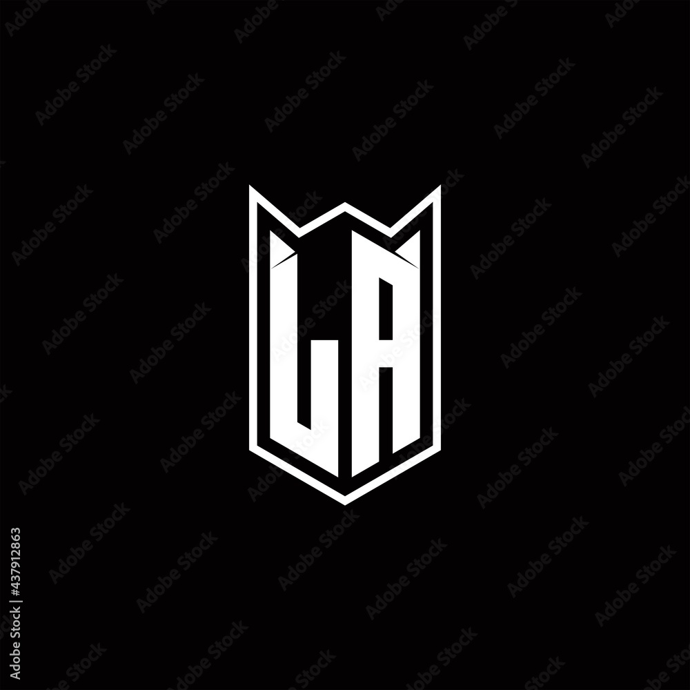 LA Logo monogram with shield shape designs template LA Logo monogram with shield shape designs template