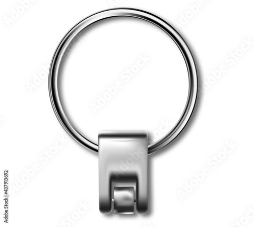 Holder trinket isolated on white background. Reallistic template metal keychain set. Trinket keyring, keyholder and breloque illustration.