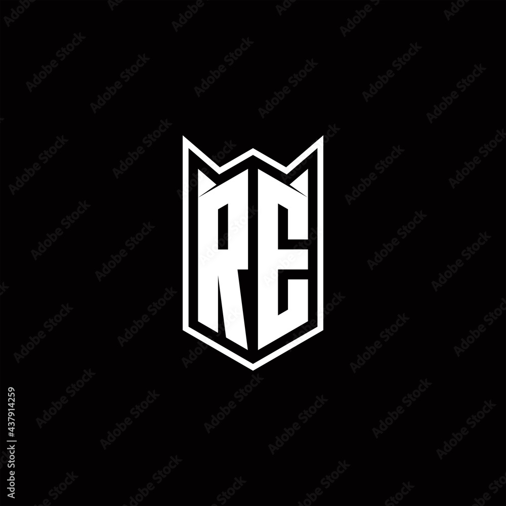 RE Logo monogram with shield shape designs template RE Logo monogram with shield shape designs template