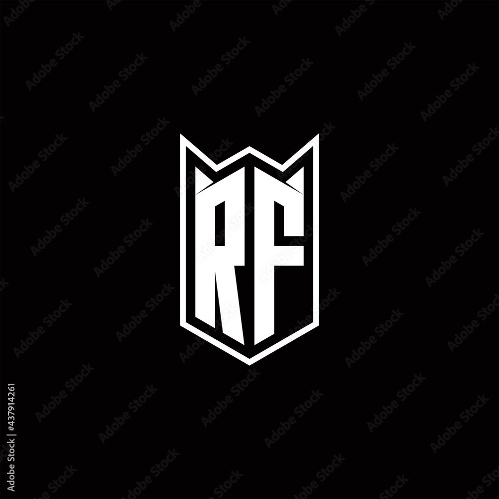 RF Logo monogram with shield shape designs template RF Logo monogram with shield shape designs template