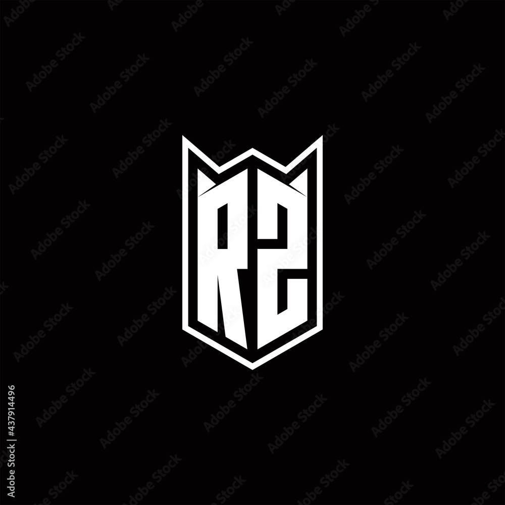 RZ Logo monogram with shield shape designs template RZ Logo monogram with shield shape designs template
