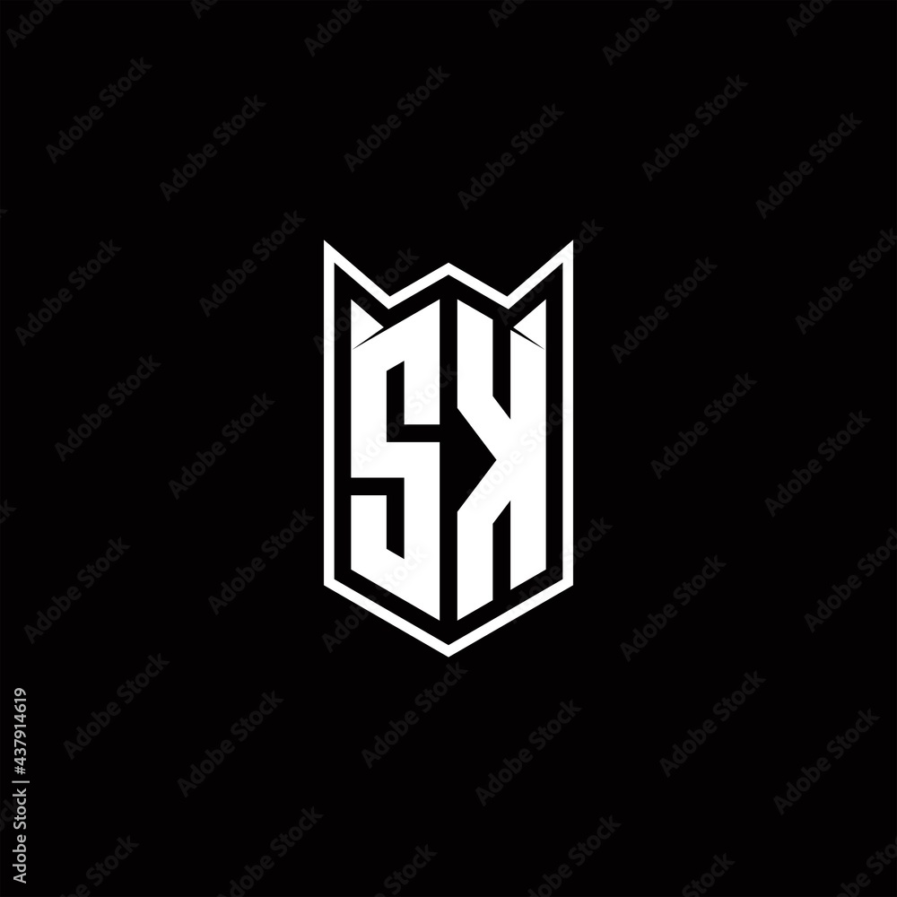 SK Logo monogram with shield shape designs template SK Logo monogram with shield shape designs template