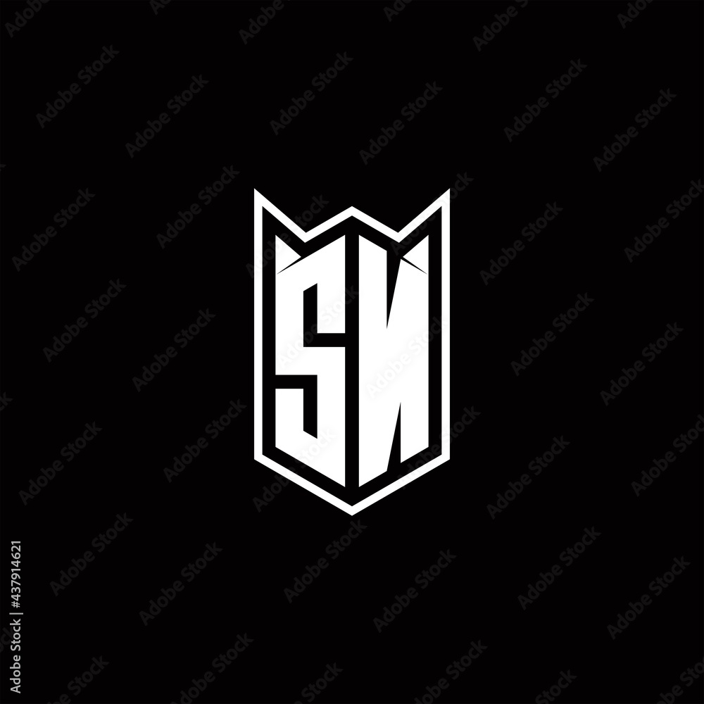 SN Logo monogram with shield shape designs template SN Logo monogram with shield shape designs template