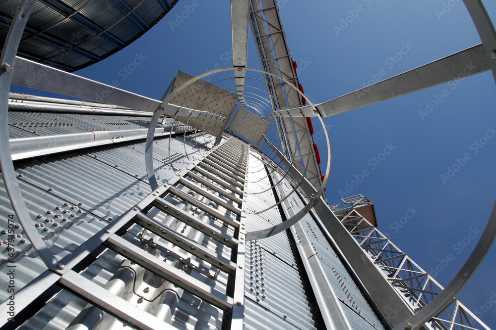Naklejka premium Stainless steel grain silos. Agriculture.