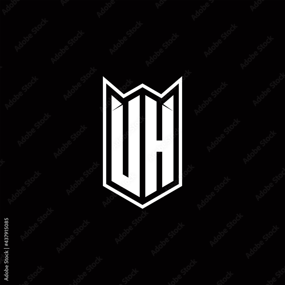 UH Logo monogram with shield shape designs template