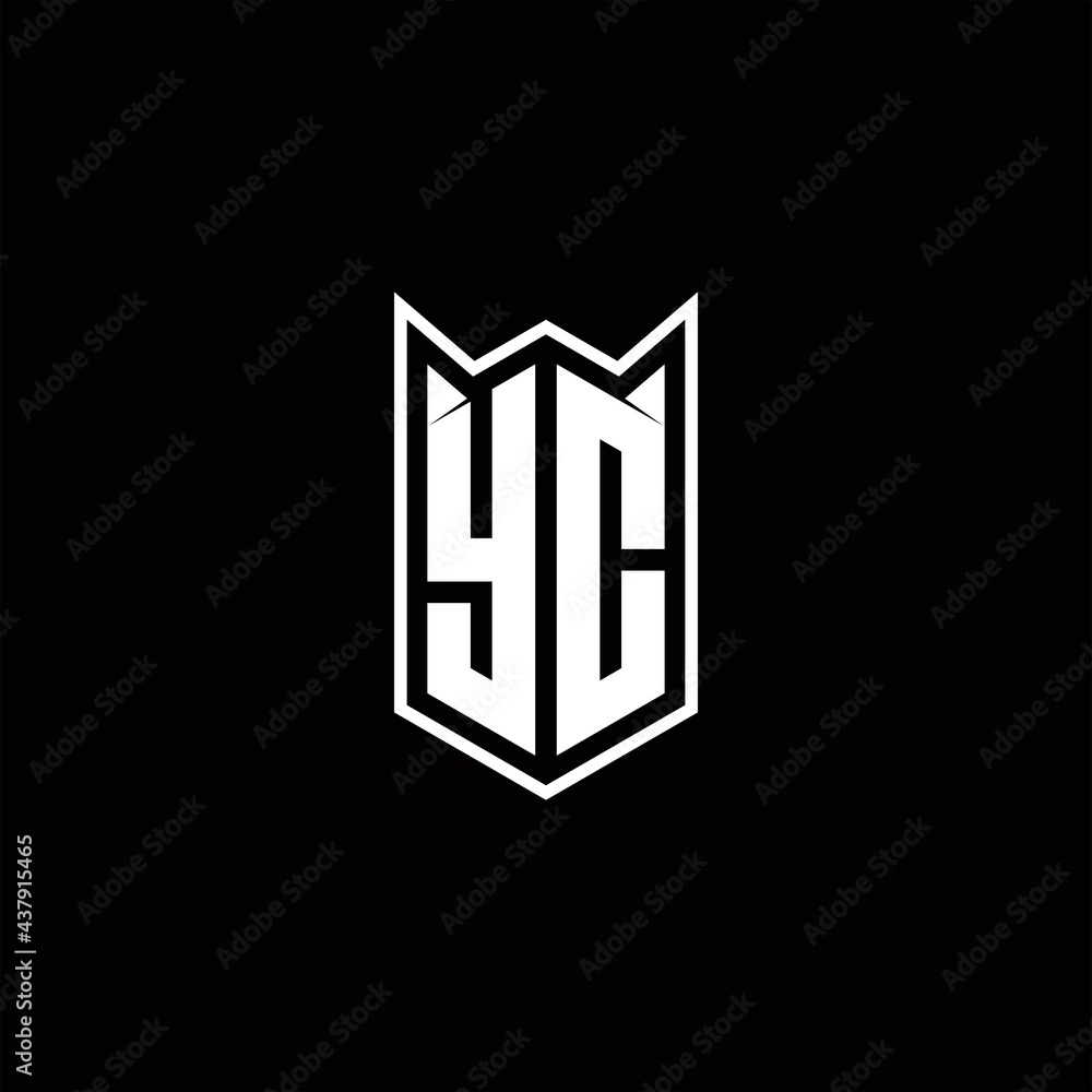 YC Logo monogram with shield shape designs template YC Logo monogram with shield shape designs template