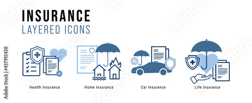 Insurance Layered Icon Set