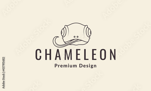 lines head chameleon logo symbol vector icon illustration graphic design
