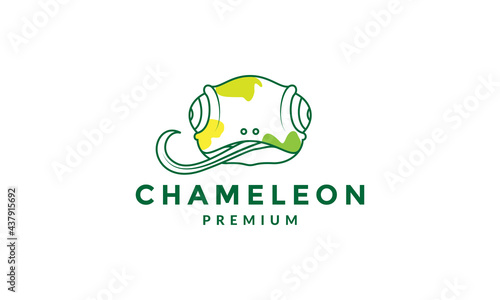 lines abstract head chameleon logo symbol vector icon illustration graphic design
