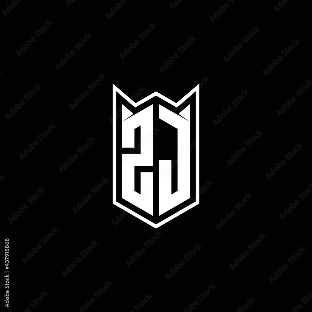 ZJ Logo monogram with shield shape designs template ZJ Logo monogram with shield shape designs template