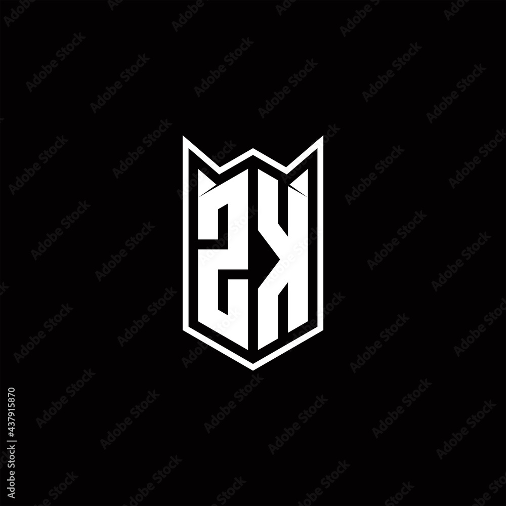 ZK Logo monogram with shield shape designs template ZK Logo monogram with shield shape designs template