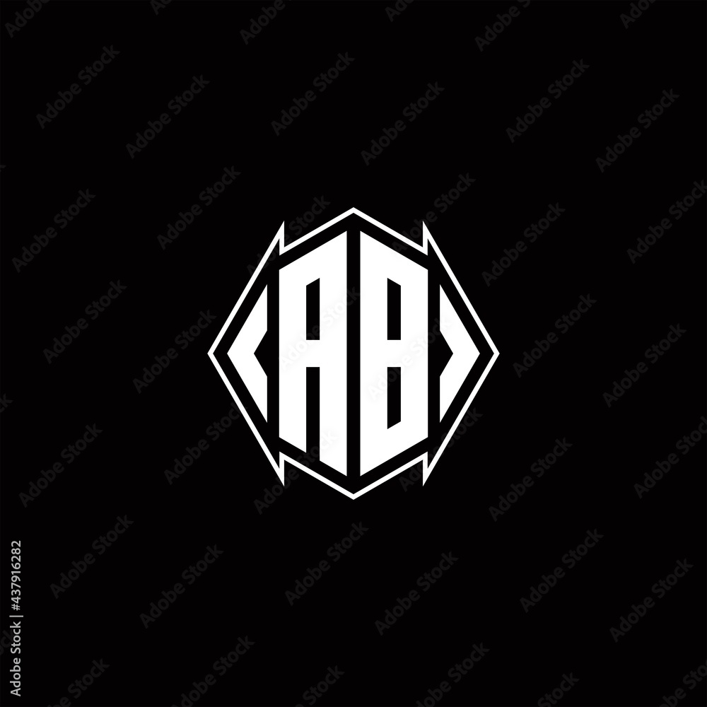 AB Logo monogram with shield shape designs template AB Logo monogram with shield shape designs template