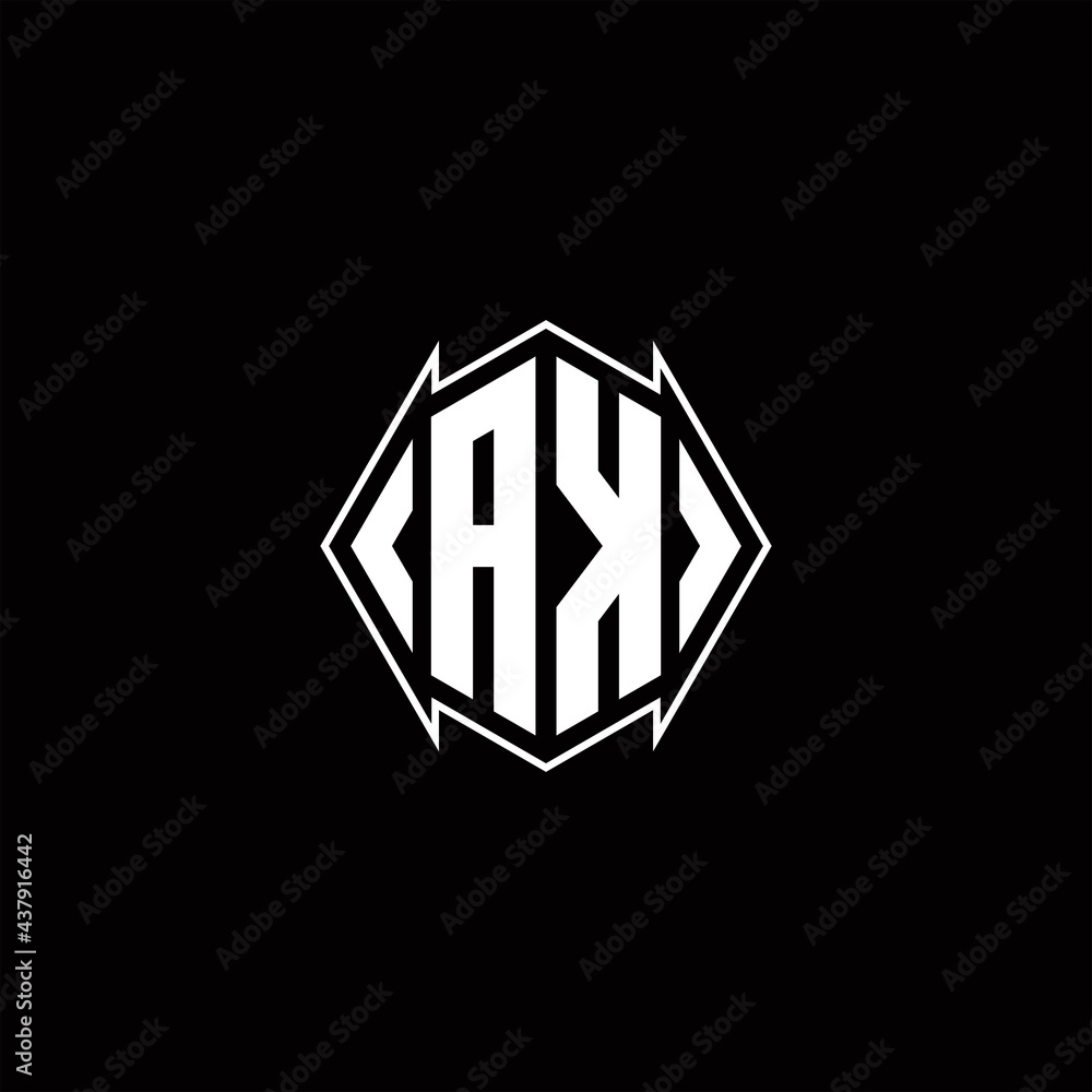 AK Logo monogram with shield shape designs template AK Logo monogram with shield shape designs template