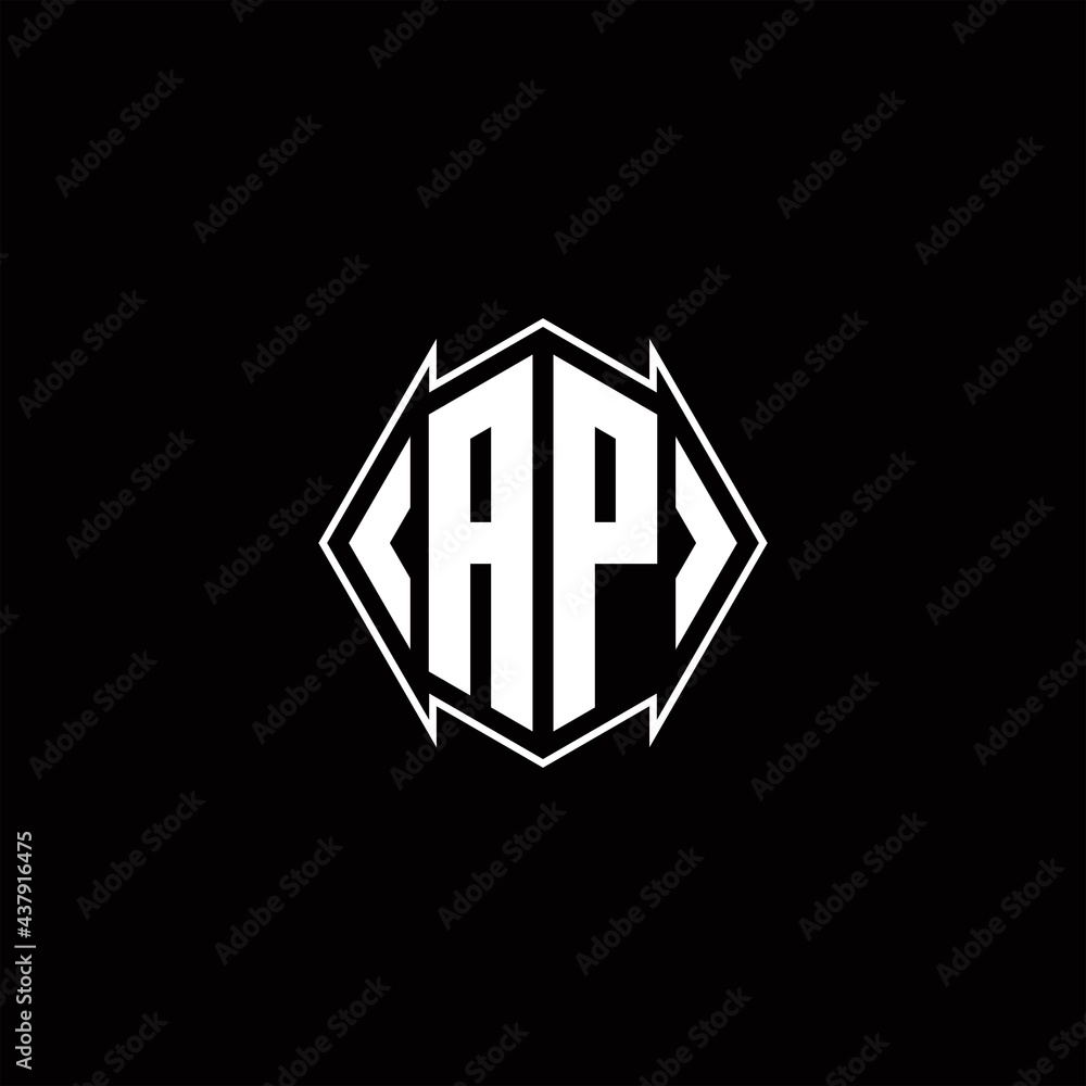 AP Logo monogram with shield shape designs template AP Logo monogram with shield shape designs template