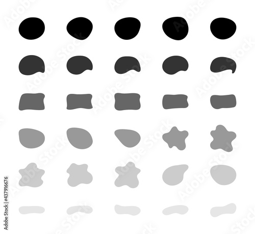 Blob shapes vector set. Organic abstract splodge elemets collection. Inkblot simple silhouette. Black and white form