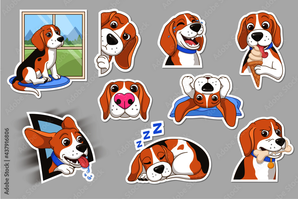Cute beagle dog sticker pack Cute beagle dog sticker pack