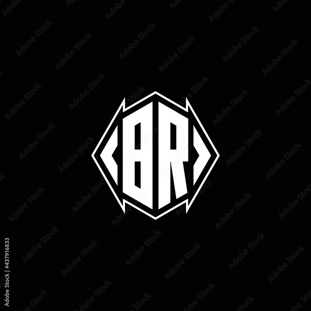 BR Logo monogram with shield shape designs template BR Logo monogram with shield shape designs template